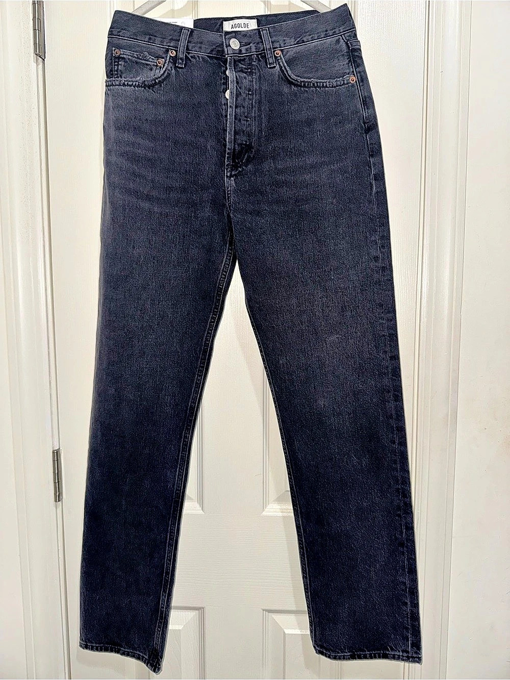 AGOLDE 90's Pinch Waist High Rise Straight Jeans Black Waist 27